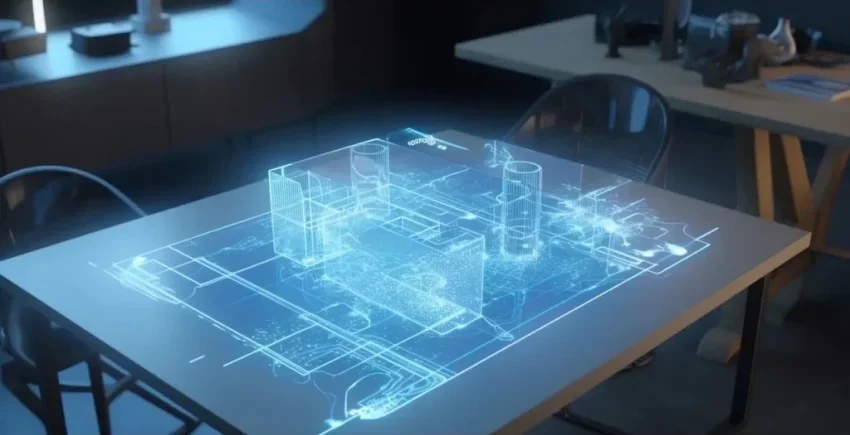 Penampilan Sebuah Hologram Tiga Dimensi Di Dalam Ruangan